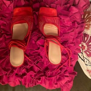 Red Open toe heels